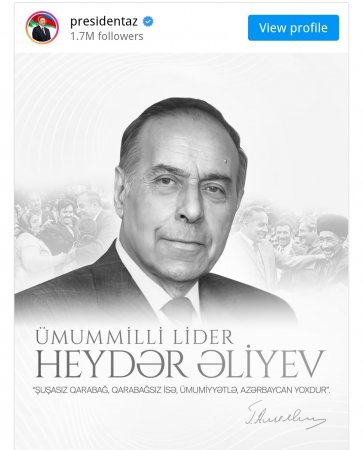 Prezident İlham Əliyev Heydər Əliyevin anım günü ilə bağlı paylaşım edib