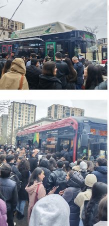 Metrodakı problem sərnişinləri çətin vəziyyətdə qoydu - Fotolar