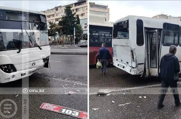 Bakıda 2 sərnişin avtobusu toqquşdu